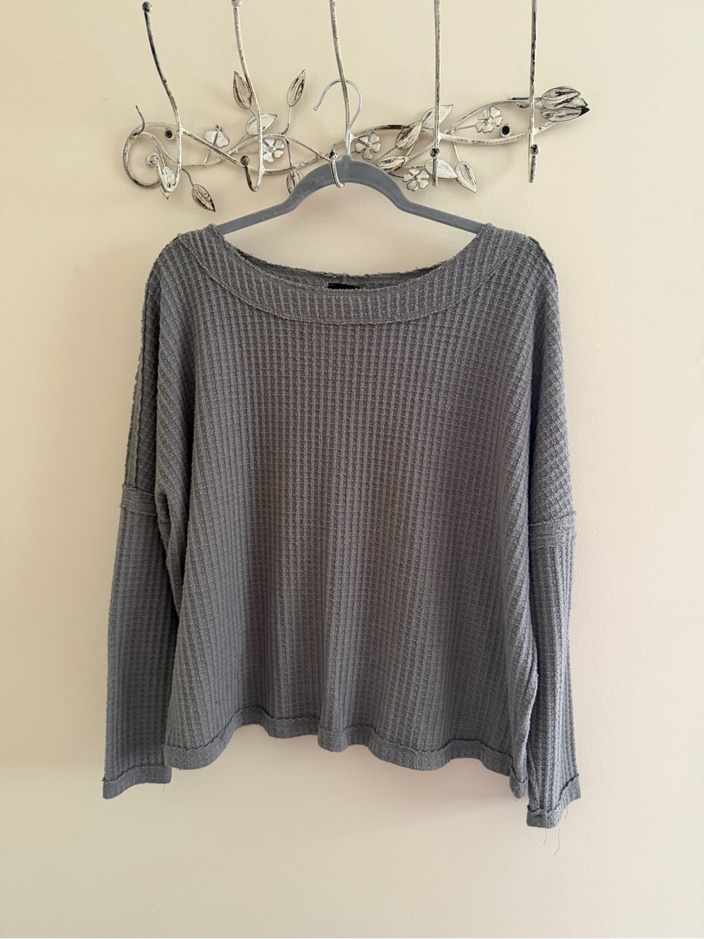 H by bordeaux Waffle Knit Pullover - Gray